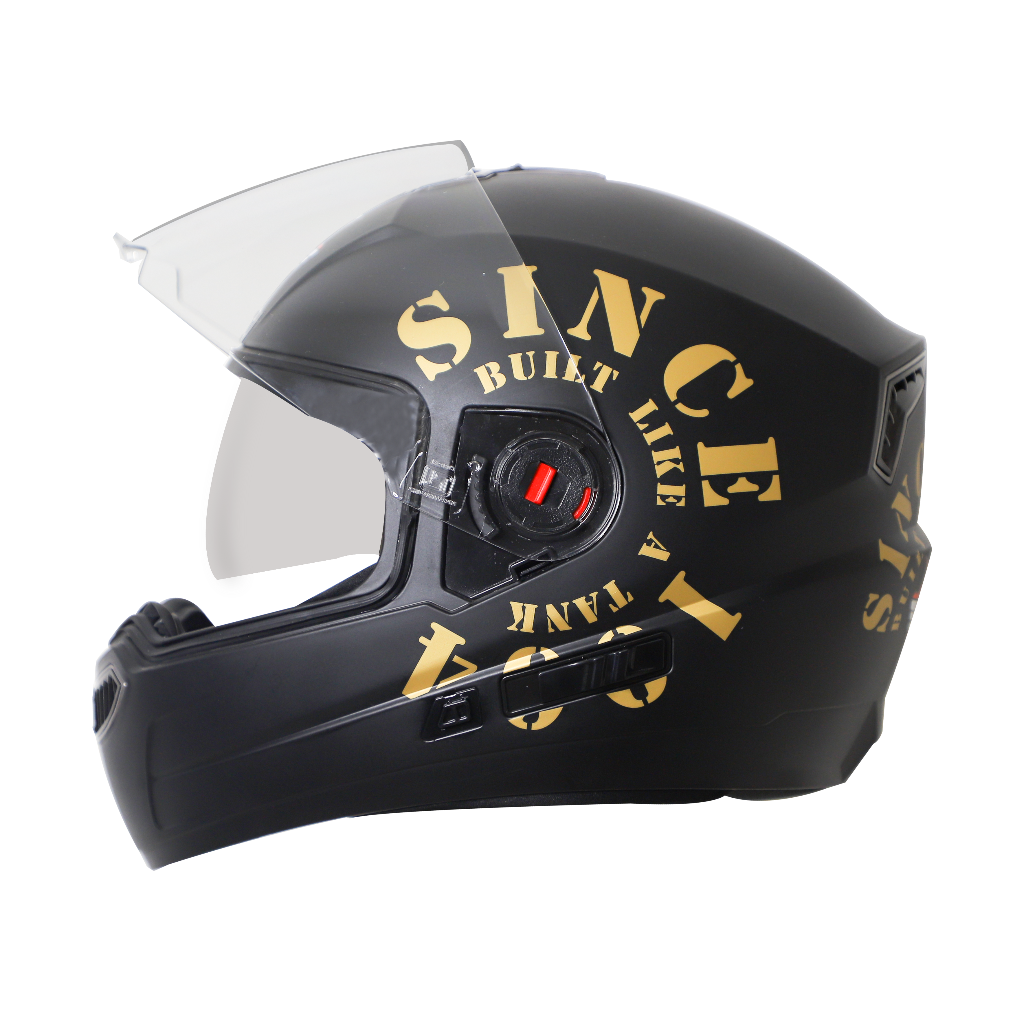 Steelbird SBA-1 Tank Double Visor Full Face Graphics Helmet, Inner Silver Sun Shield And Outer Clear Visor (Matt Black Gold)